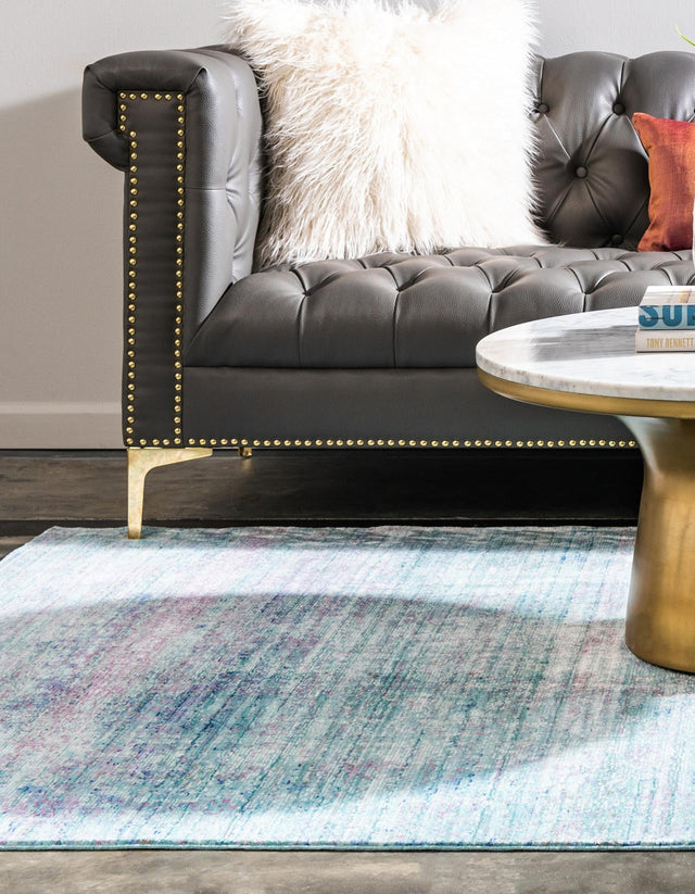 Light Blue 7' 1 x 10' Austin Rectangle Area Rug 100% Polyester Durable Cotton Backing Living Dining Room Bedroom Office Vintage Decor Carpet for Sale at Rug Engine