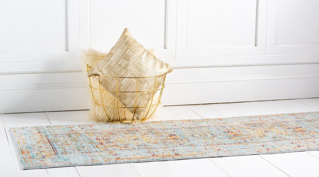 Light Blue 2' 7 x 9' 10 Austin Runner Area Rug 100% Polyester Durable Cotton Backing Living Dining Room Bedroom Office Vintage Decor Carpet for Sale at Rug Engine