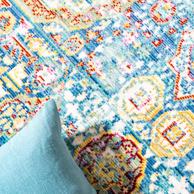 Blue 5' 1 x 8' Austin Rectangle Area Rug 100% Polyester Durable Cotton Backing Living Dining Room Bedroom Office Vintage Decor Carpet for Sale at Rug Engine