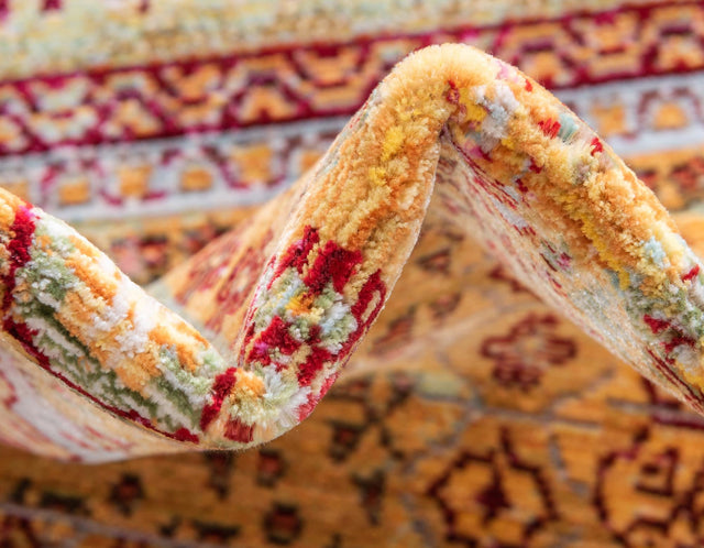 Gold 8' x 8' Austin Square Area Rug 100% Polyester Durable Cotton Backing Living Dining Room Bedroom Office Vintage Decor Carpet for Sale at Rug Engine