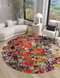 Multicolor 8' x 8' Estrella Round Area Rug 100% Polypropylene Non-Shedding Stain Resistant Carpet Colorful Modern Abstract Design Easy Clean for Home Decor for Sale at Rug Engine