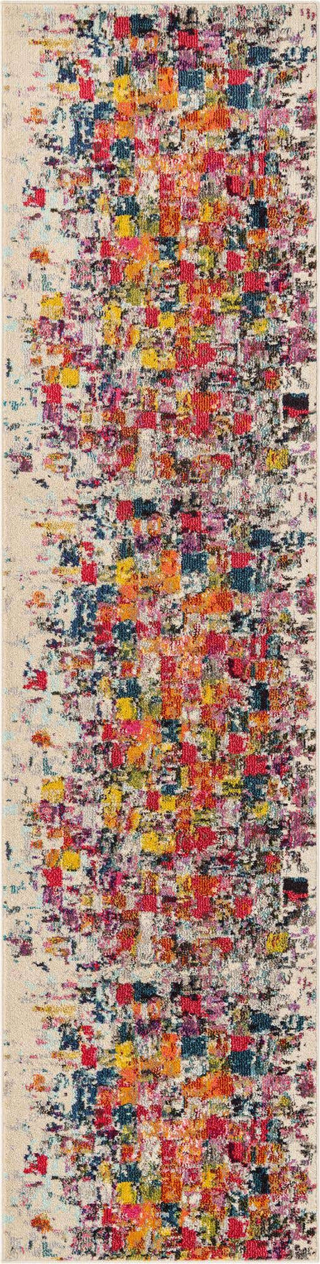 Multicolor 2' 7 x 10' Estrella Runner Area Rug 100% Polypropylene Non-Shedding Stain Resistant Carpet Colorful Modern Abstract Design Easy Clean for Home Decor for Sale at Rug Engine