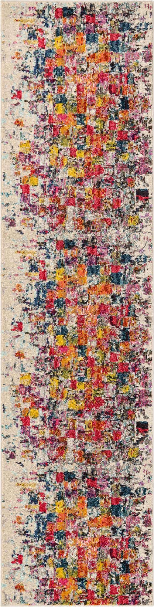 Multicolor 2' 7 x 10' Estrella Runner Area Rug 100% Polypropylene Non-Shedding Stain Resistant Carpet Colorful Modern Abstract Design Easy Clean for Home Decor for Sale at Rug Engine