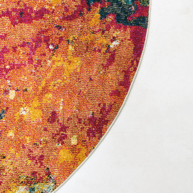 Multicolor 8' x 8' Estrella Round Area Rug 100% Polypropylene Non-Shedding Stain Resistant Carpet Colorful Modern Abstract Design Easy Clean for Home Decor for Sale at Rug Engine