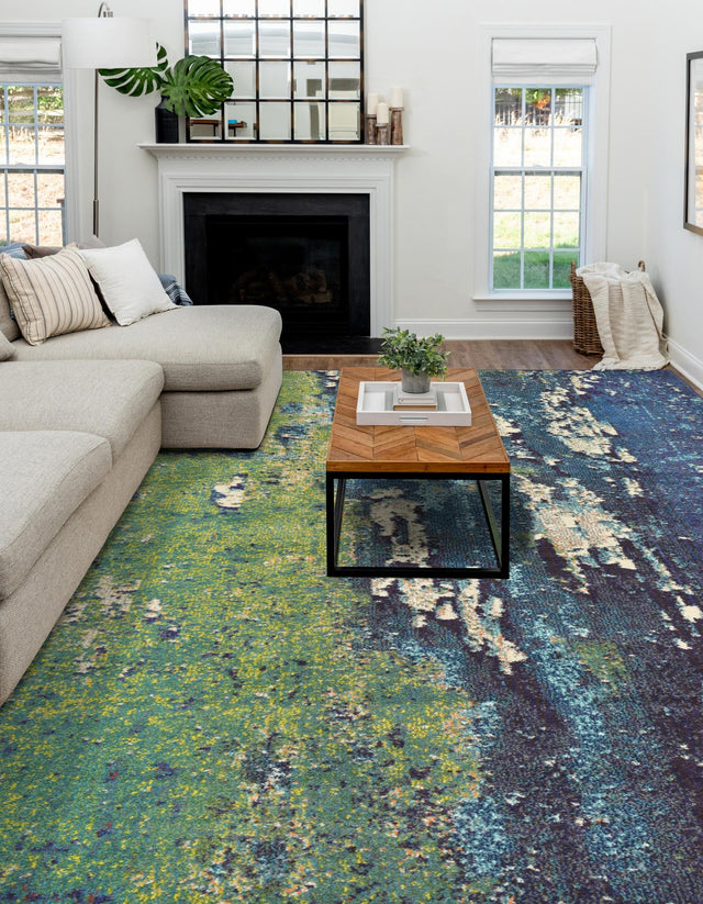 Navy Blue 3' 3 x 5' 3 Estrella Rectangle Area Rug 100% Polypropylene Non-Shedding Stain Resistant Carpet Colorful Modern Abstract Design Easy Clean for Home Decor for Sale at Rug Engine