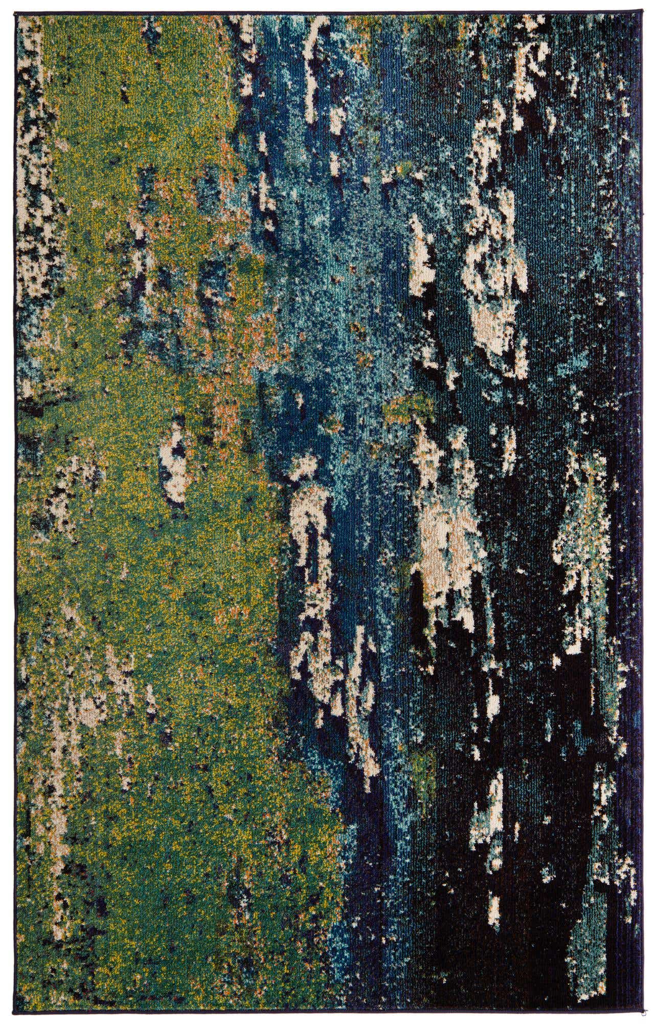 Navy Blue 5' 1 x 8' Estrella Rectangle Area Rug 100% Polypropylene Non-Shedding Stain Resistant Carpet Colorful Modern Abstract Design Easy Clean for Home Decor for Sale at Rug Engine