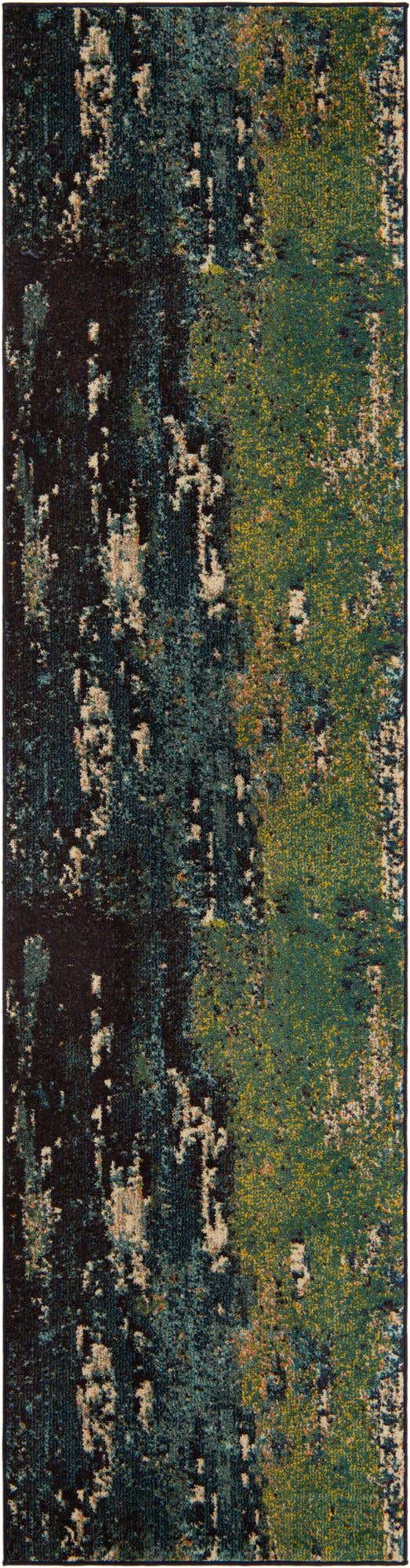 Navy Blue 2' 7 x 10' Estrella Runner Area Rug 100% Polypropylene Non-Shedding Stain Resistant Carpet Colorful Modern Abstract Design Easy Clean for Home Decor for Sale at Rug Engine