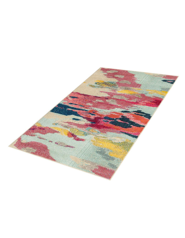 Pink 3' 3 x 5' 3 Estrella Rectangle Area Rug 100% Polypropylene Non-Shedding Stain Resistant Carpet Colorful Modern Abstract Design Easy Clean for Home Decor for Sale at Rug Engine