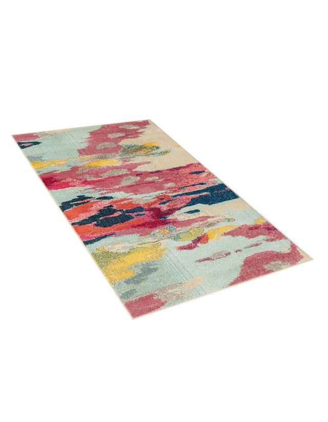 Pink 3' 3 x 5' 3 Estrella Rectangle Area Rug 100% Polypropylene Non-Shedding Stain Resistant Carpet Colorful Modern Abstract Design Easy Clean for Home Decor for Sale at Rug Engine