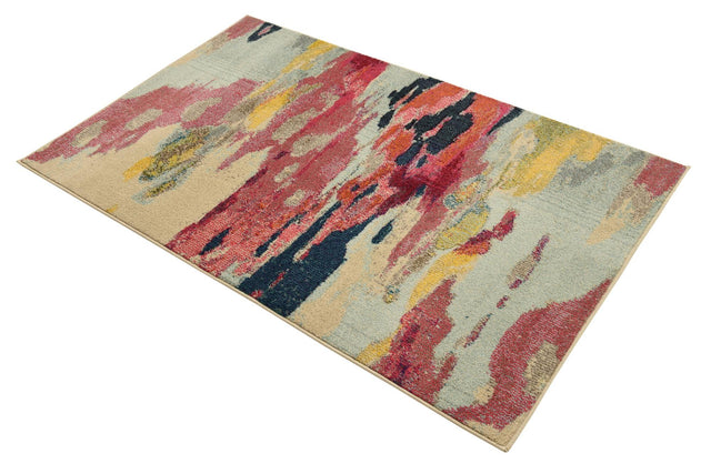 Pink 3' 3 x 5' 3 Estrella Rectangle Area Rug 100% Polypropylene Non-Shedding Stain Resistant Carpet Colorful Modern Abstract Design Easy Clean for Home Decor for Sale at Rug Engine