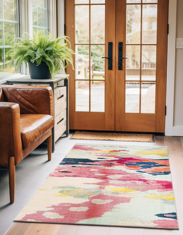 Pink 2' x 3' 1 Estrella Rectangle Area Rug 100% Polypropylene Non-Shedding Stain Resistant Carpet Colorful Modern Abstract Design Easy Clean for Home Decor for Sale at Rug Engine