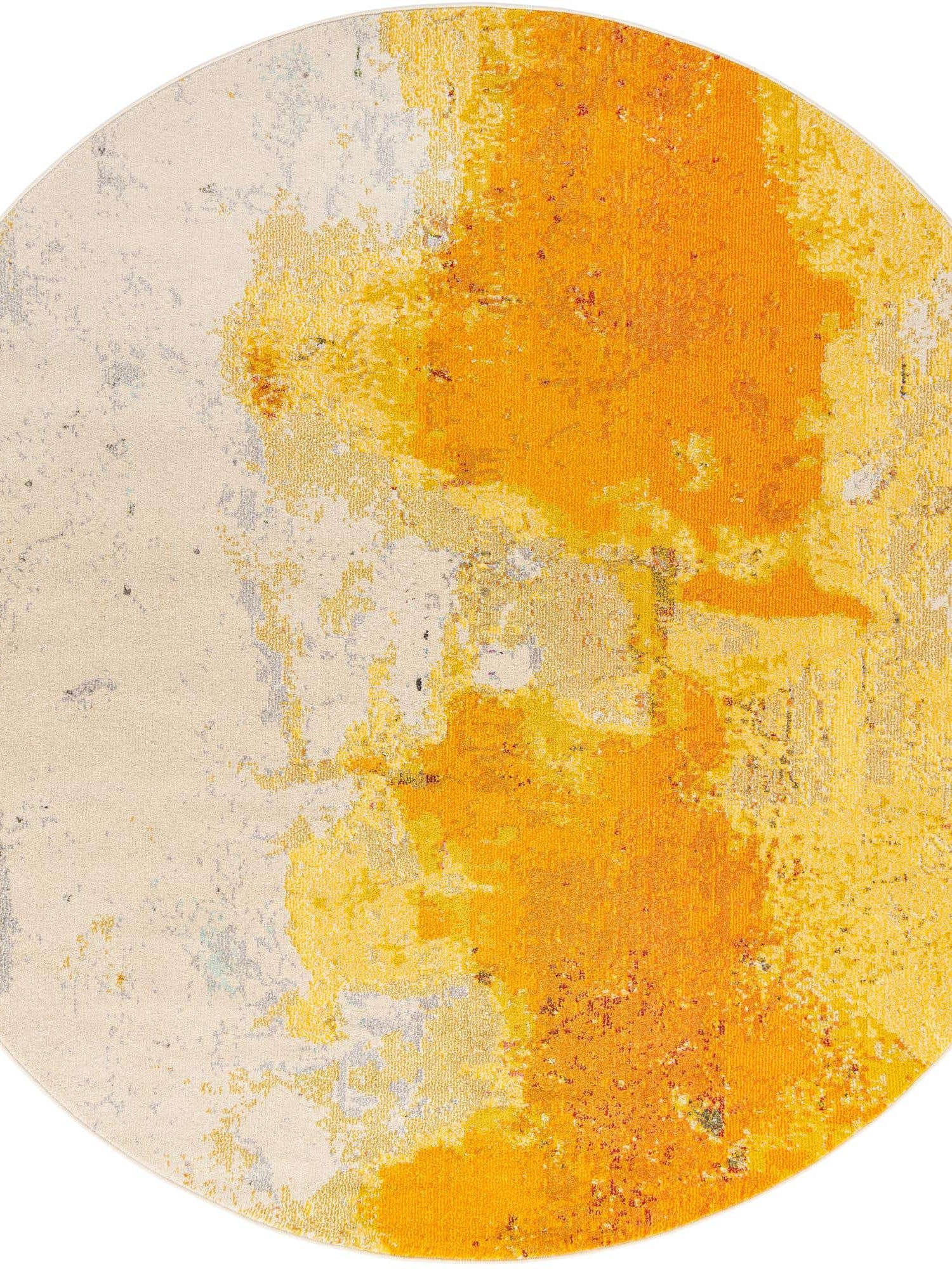 Yellow 8' x 8' Estrella Round Area Rug 100% Polypropylene Non-Shedding Stain Resistant Carpet Colorful Modern Abstract Design Easy Clean for Home Decor for Sale at Rug Engine