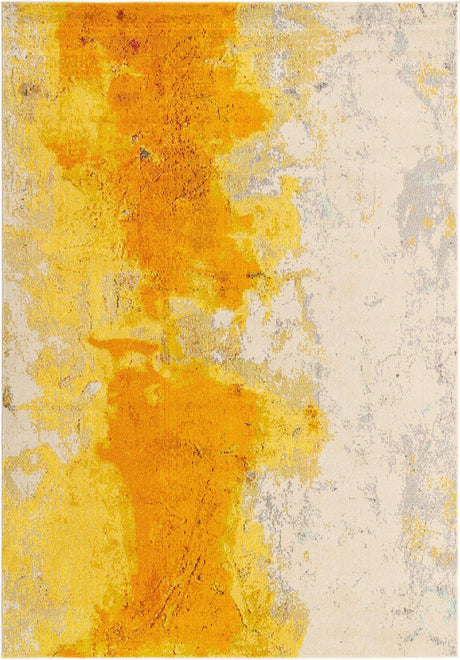 Yellow 7' 1 x 10' Estrella Rectangle Area Rug 100% Polypropylene Non-Shedding Stain Resistant Carpet Colorful Modern Abstract Design Easy Clean for Home Decor for Sale at Rug Engine