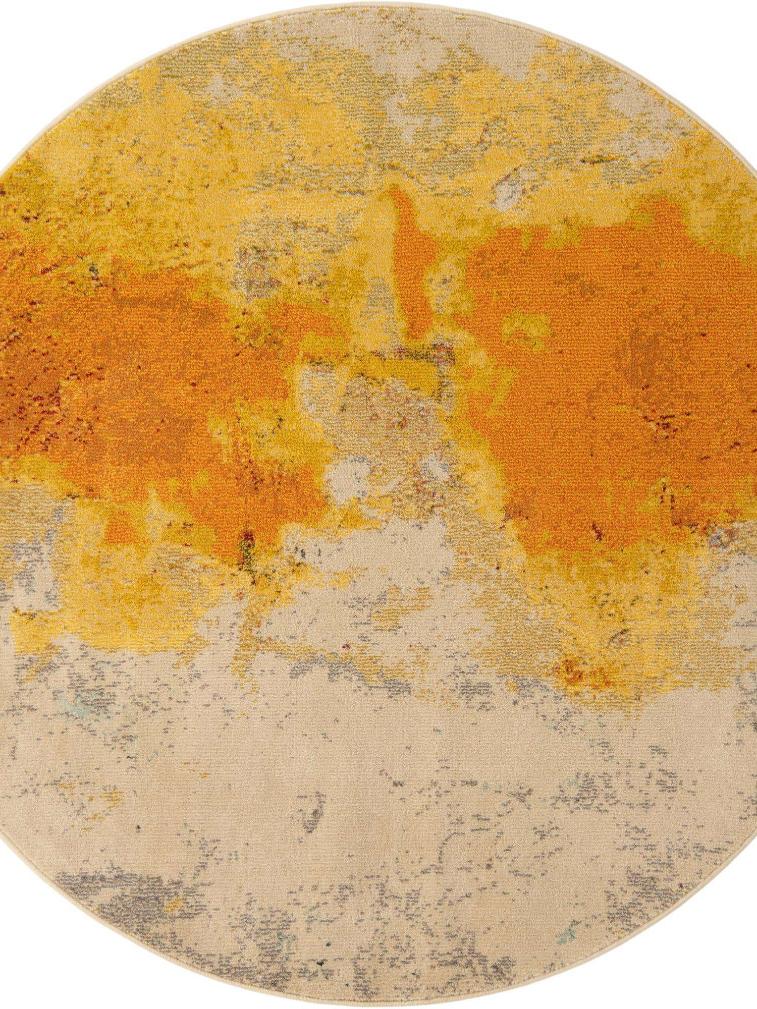 Yellow 6' 1 x 6' 1 Estrella Round Area Rug 100% Polypropylene Non-Shedding Stain Resistant Carpet Colorful Modern Abstract Design Easy Clean for Home Decor for Sale at Rug Engine