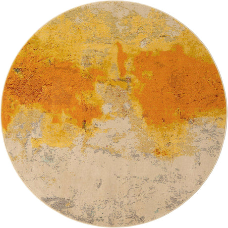 Yellow 6' 1 x 6' 1 Estrella Round Area Rug 100% Polypropylene Non-Shedding Stain Resistant Carpet Colorful Modern Abstract Design Easy Clean for Home Decor for Sale at Rug Engine