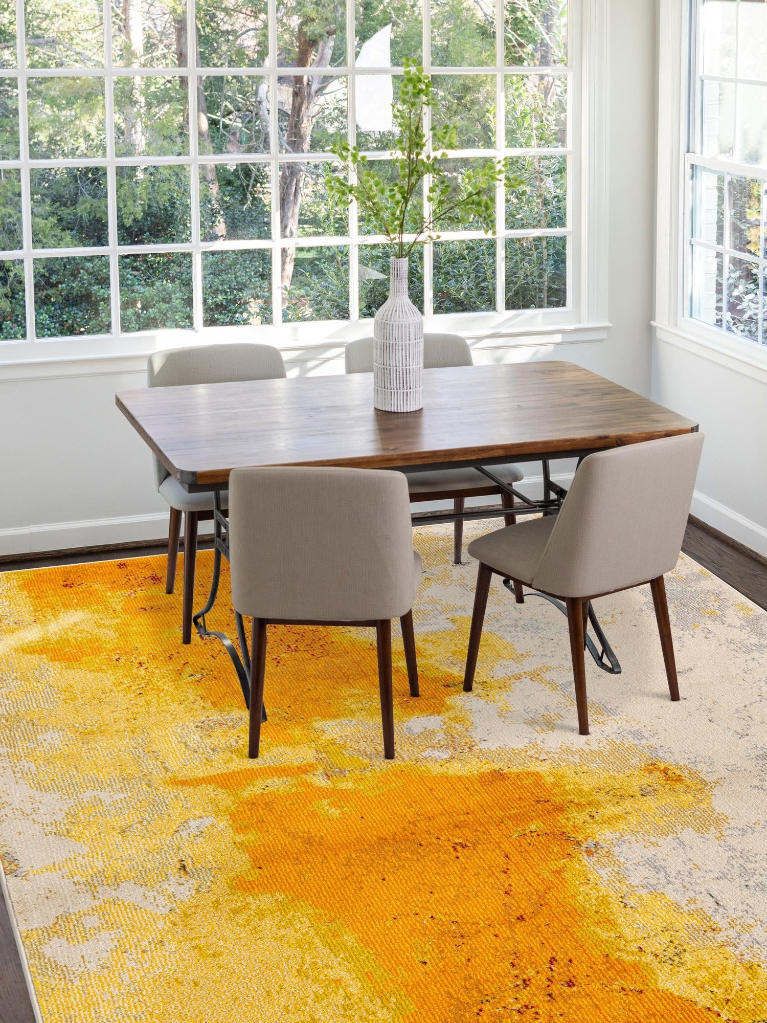 Yellow 7' 1 x 10' Estrella Rectangle Area Rug 100% Polypropylene Non-Shedding Stain Resistant Carpet Colorful Modern Abstract Design Easy Clean for Home Decor for Sale at Rug Engine