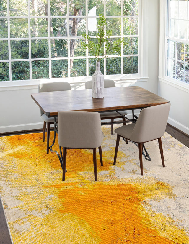 Yellow 7' 1 x 10' Estrella Rectangle Area Rug 100% Polypropylene Non-Shedding Stain Resistant Carpet Colorful Modern Abstract Design Easy Clean for Home Decor for Sale at Rug Engine