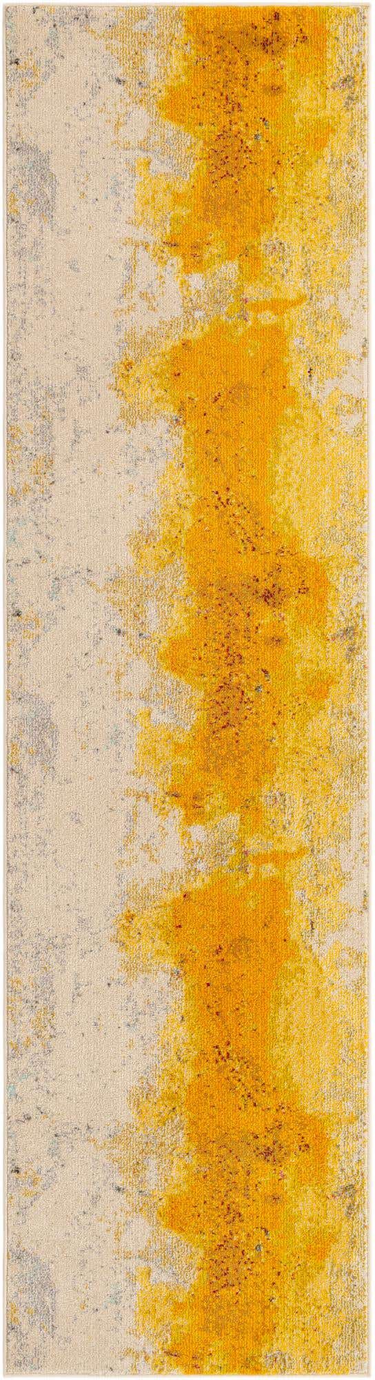 Yellow 2' 7 x 10' Estrella Runner Area Rug 100% Polypropylene Non-Shedding Stain Resistant Carpet Colorful Modern Abstract Design Easy Clean for Home Decor for Sale at Rug Engine
