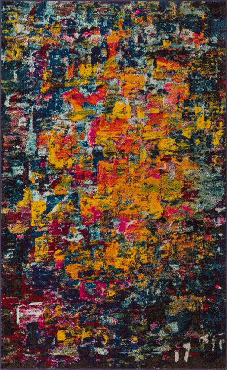 Multicolor 5' 1 x 8' Estrella Rectangle Area Rug 100% Polypropylene Non-Shedding Stain Resistant Carpet Colorful Modern Abstract Design Easy Clean for Home Decor for Sale at Rug Engine