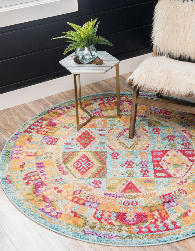 Light Blue 8' x 8' Sedona Round Area Rug
