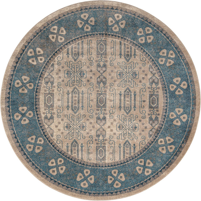 Beige 7' 3 x 7' 3 Salzburg Round Area Rug