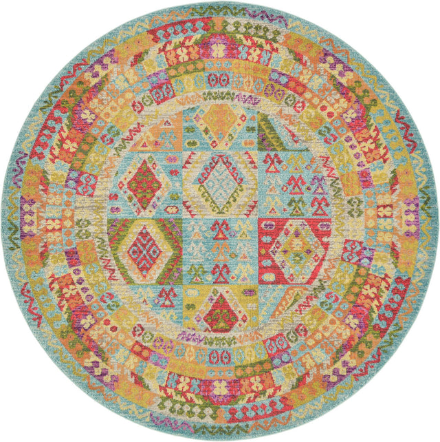 Light Blue 8' x 8' Sedona Round Area Rug