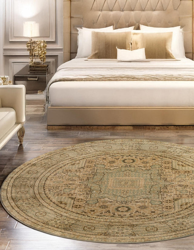 Light Green 6' 1 x 6' 1 Palace Round Area Rug