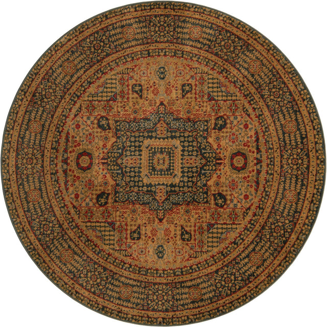 Blue 6' 1 x 6' 1 Palace Round Area Rug