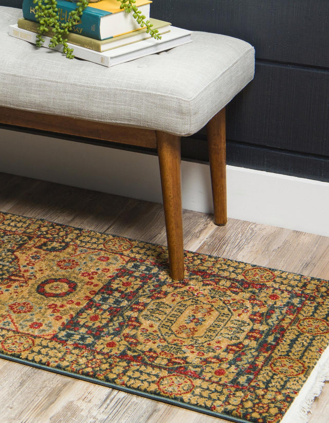 Blue 2' 7 x 10' Palace Runner Area Rug