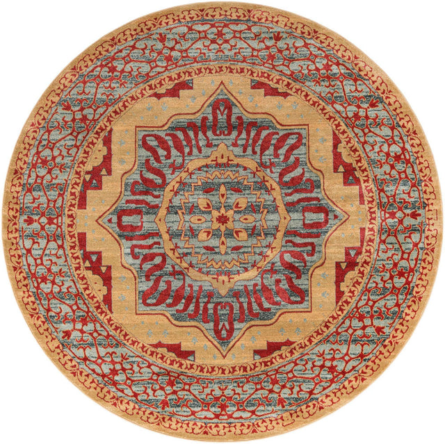 Red 8' x 8' Palace Round Area Rug