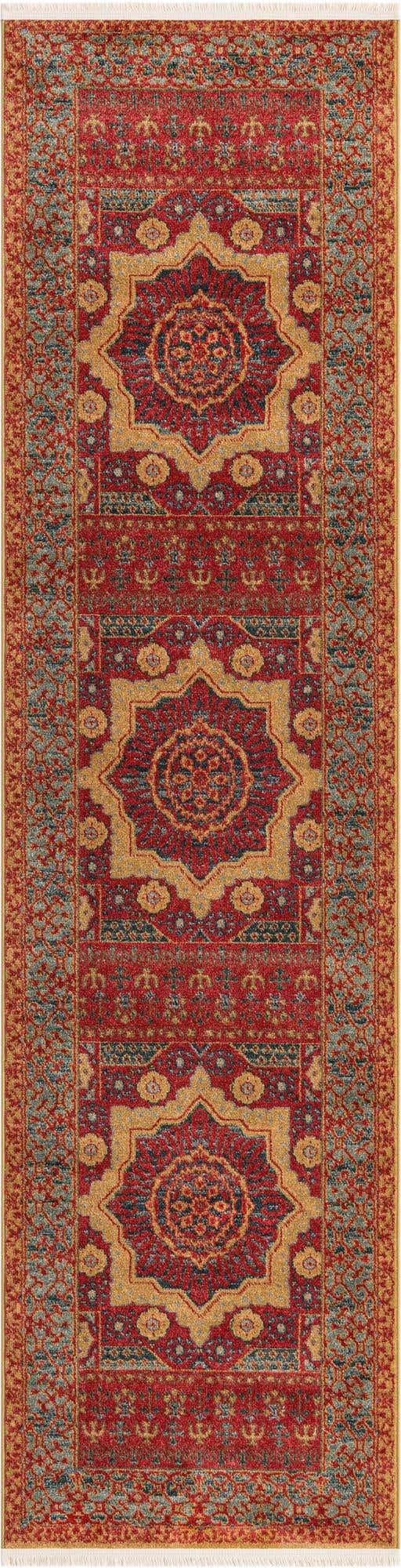 Red 2' 7 x 10' Palace Runner Area Rug