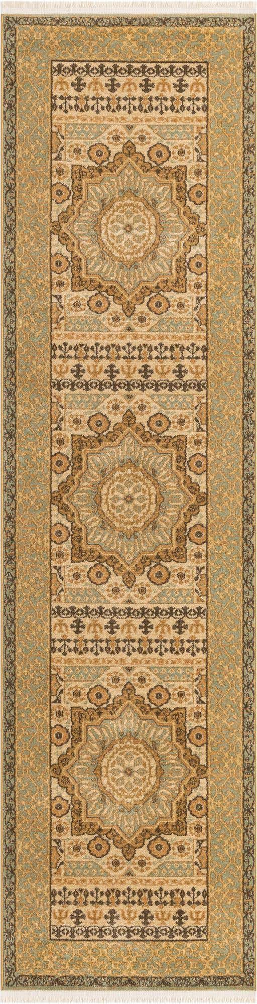 Cream 2' 7 x 10' Palace Runner Area Rug