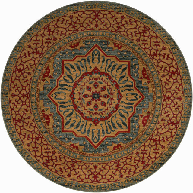 Light Blue 8' x 8' Palace Round Area Rug