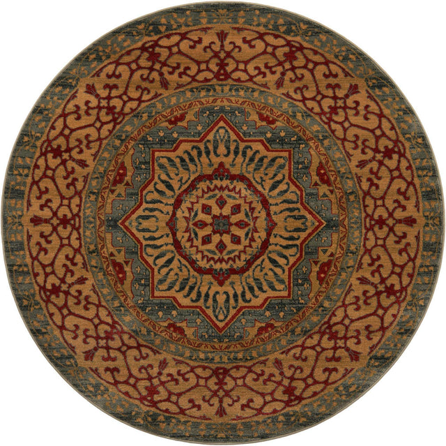 Light Blue 6' 1 x 6' 1 Palace Round Area Rug