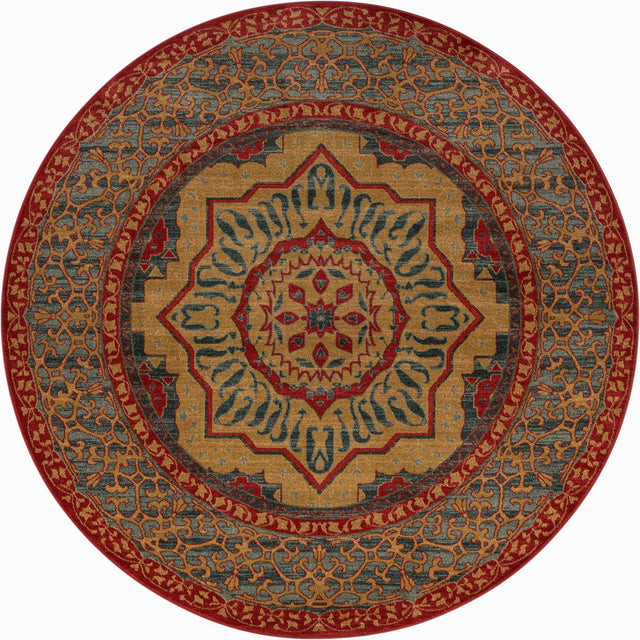 Navy Blue 8' x 8' Palace Round Area Rug