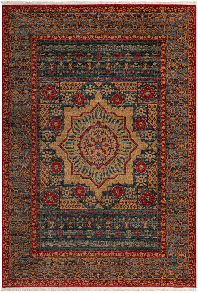 Navy Blue 7' 1 x 10' Palace Rectangle Area Rug