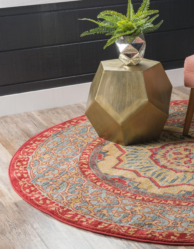 Navy Blue 8' x 8' Palace Round Area Rug