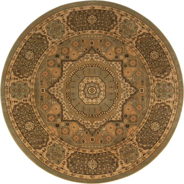 Light Green 8' x 8' Palace Round Area Rug