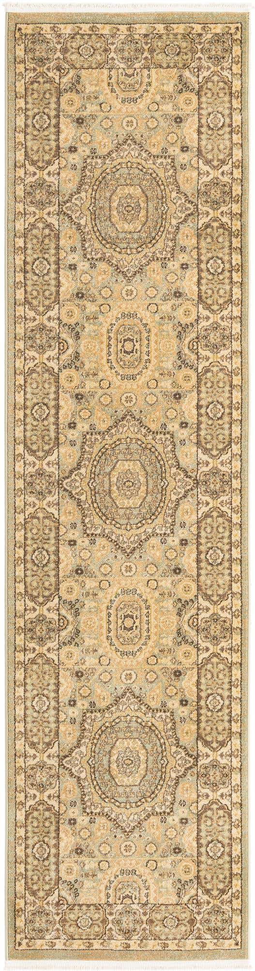 Light Green 2' 7 x 10' Palace Runner Area Rug