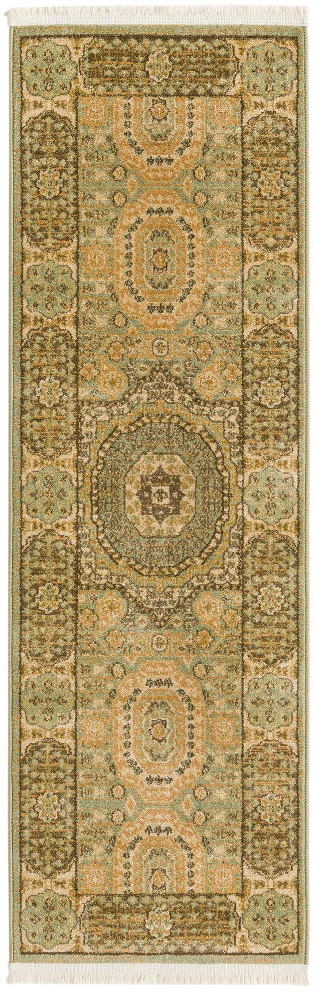Light Green 2' x 6' 1 Palace Runner Area Rug