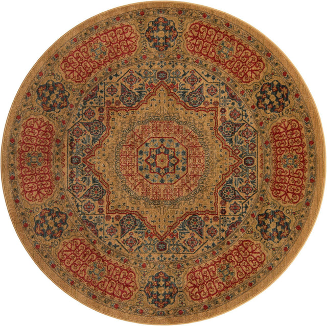 Beige 6' 1 x 6' 1 Palace Round Area Rug