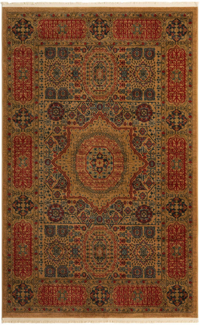 Beige 5' 1 x 8' Palace Rectangle Area Rug