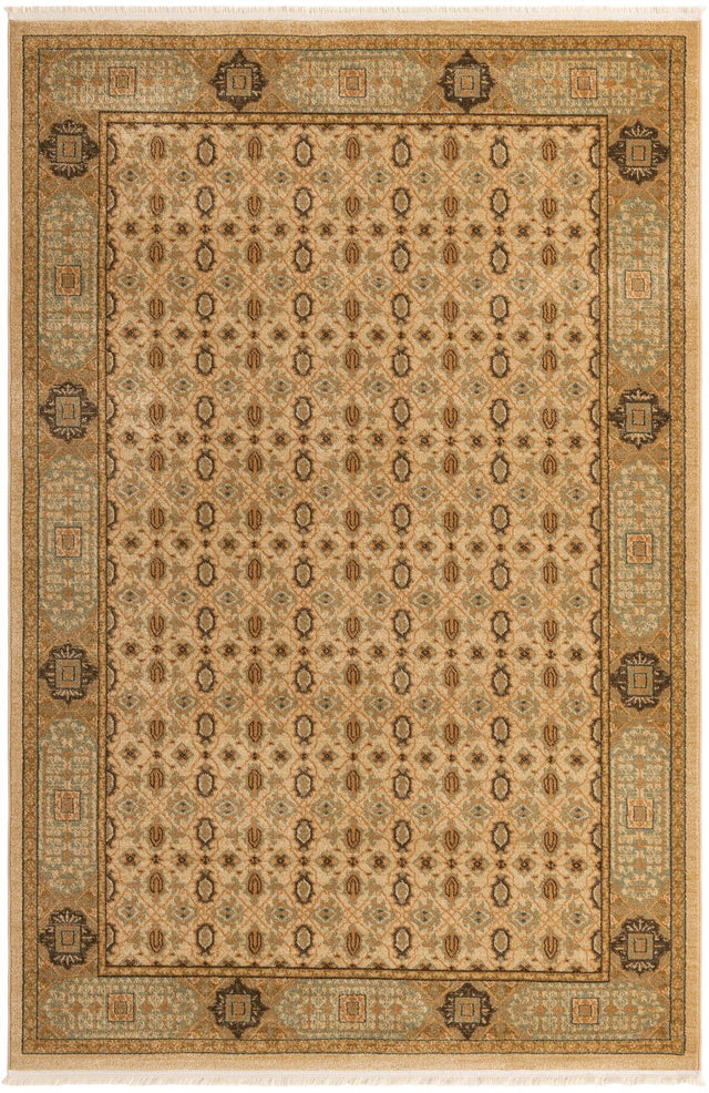 Cream 6' 1 x 9' Palace Rectangle Area Rug