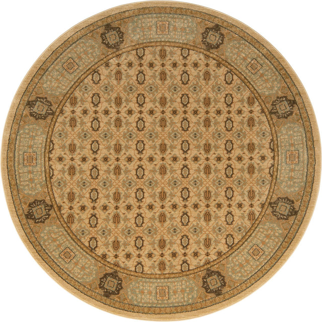 Cream 6' 1 x 6' 1 Palace Round Area Rug