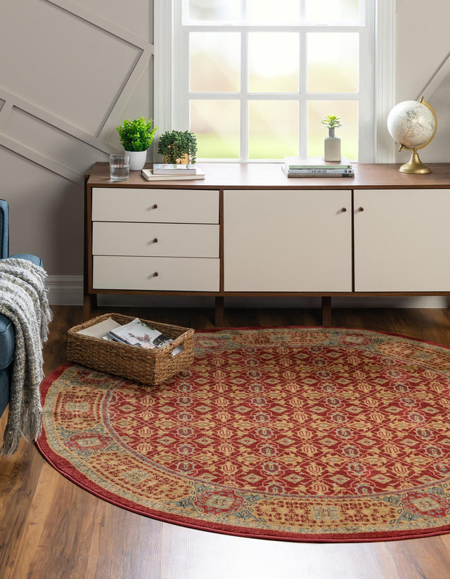 Red 8' x 8' Palace Round Area Rug
