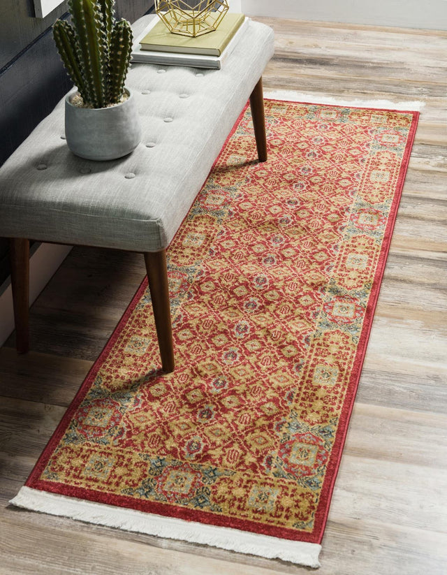 Red 2' 7 x 10' Palace Runner Area Rug