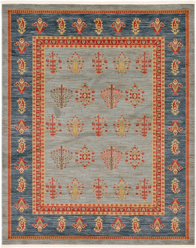 Light Blue 8' x 10' Fars Rectangle Area Rug 100% Polypropylene Unique Traditional Carpet for Classical Living, Dining Room & Office Spaces for Sale at Rug Engine