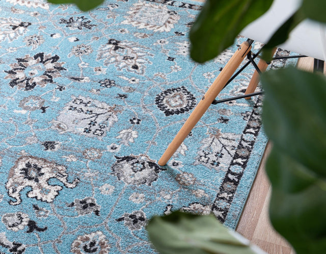 Light Blue 9' x 12' 2 Tradition Rectangle Area Rug Traditional Classic Vintage Design Carpet for Living Room, Bedrooms, Dining, Office Space for Sale at Rug Engine