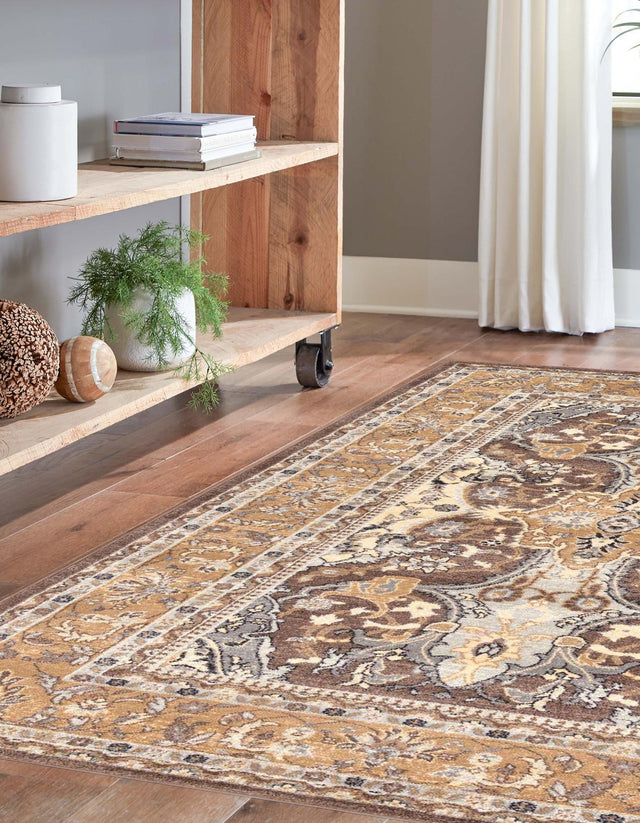 Brown 5' 1 x 8' Tradition Rectangle Area Rug Traditional Classic Vintage Design Carpet for Living Room, Bedrooms, Dining, Office Space for Sale at Rug Engine
