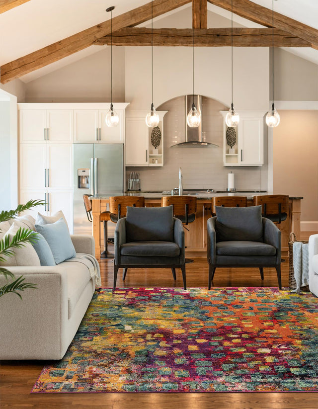 Multicolor 6' 1 x 6' 1 Jardin Square Area Rug 100% Polypropylene With Cotton Backing Colorful & Vivid Modern Carpet for Home Decor for Sale at Rug Engine